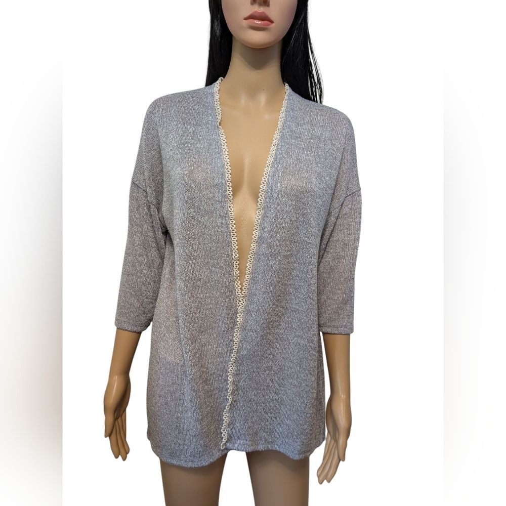 Maurice's Open Cardigan With Crochet Detailing Down Back XL